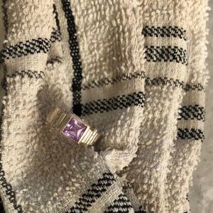 Silver Ring with Purple princess cut Gemstone